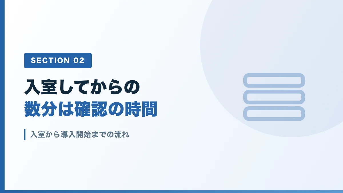 入室から麻酔導入開始までの流れを表すバナー画像