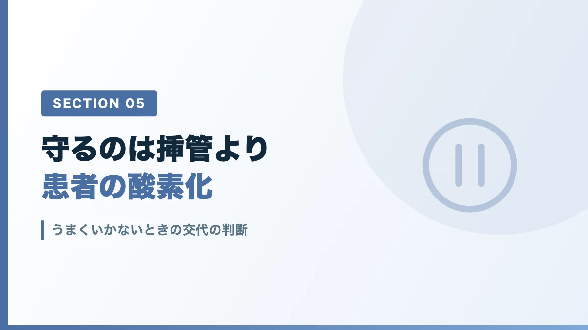 気管挿管がうまくいかないときの交代の判断を表すバナー画像